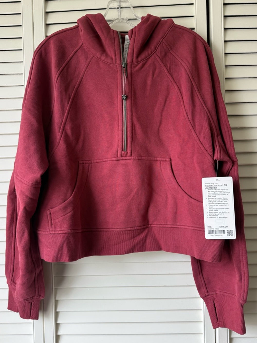 NWT Lululemon Scuba Oversized Half-Zip Hoodie - Mulled Wine - Size M/L